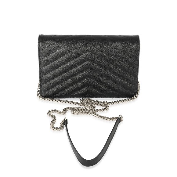 Saint Laurent Black Grain De Poudre Envelope Chain Wallet - Picture 3 of 8